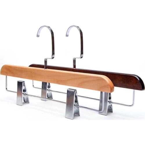 5pcs/lot 35cm real wood pants clip hotel clothing store pants hanger non-slip trousers clips
