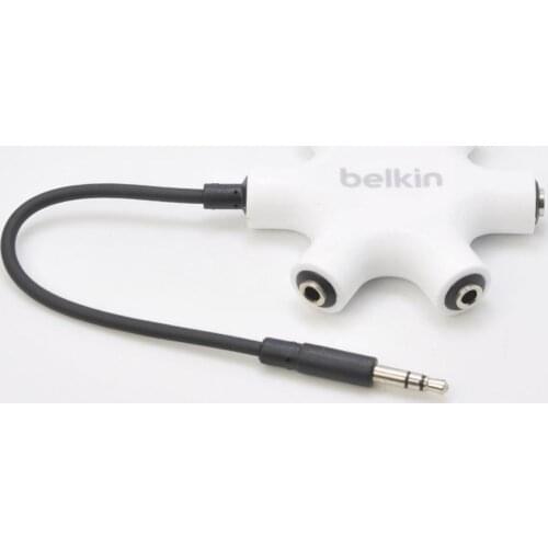 Belkin Rockstar 5-Way 3.5mm Headphone Splitter (Black and White) F8J022YWAPL 1 Male to 5 Female Headphone Port 3.5 Jack Share