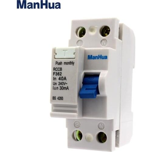 ManHua F362 40A 240VAC 30mA 2P Residual Current Circuit Breaker electric leakage protection
