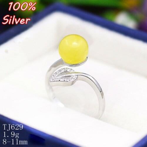 925 Sterling Silver Color Adjustable Leaf Ring Base Settings With 8MM-11MM Round Cabochon Ring Base Blanks Setting DIY Jewelry