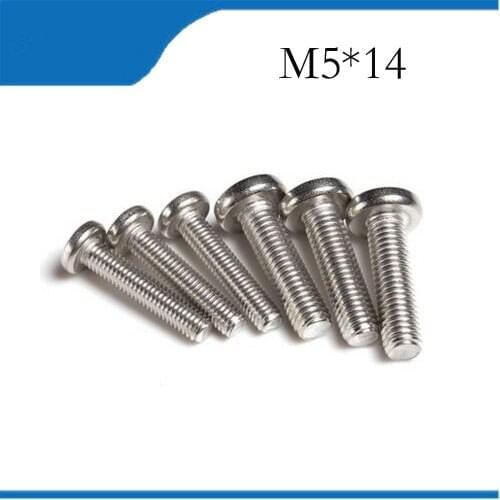 Free shipping 200pcs Stainless steel screws M5*14mm cross pan head machine screws, round head boltscross recessed phillips