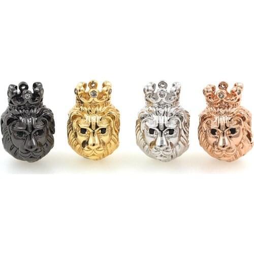 CZ Micro Pave Leopard Spacer Beads Gold Copper Zircon Cheetah Head Charms Accessories Connectors For Jewelry Making 13x13x9.5MM