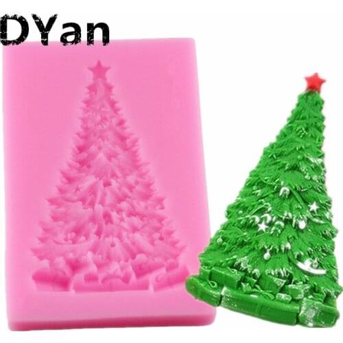 DIY Christmas Tree Silicone Molds Christmas Cake Decorating Fondant Mold Sugarcraft Candy Chocolate Gumpaste Moulds A1409