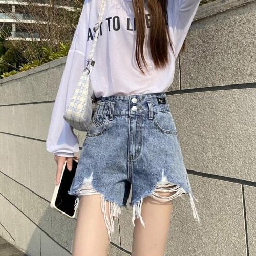 Jeans Summer Women Shorts High Waist Casaul Denim Vintage Streetwear Ripped Hole Pants Woman Trouser Pantalones De Mujer WPY3156