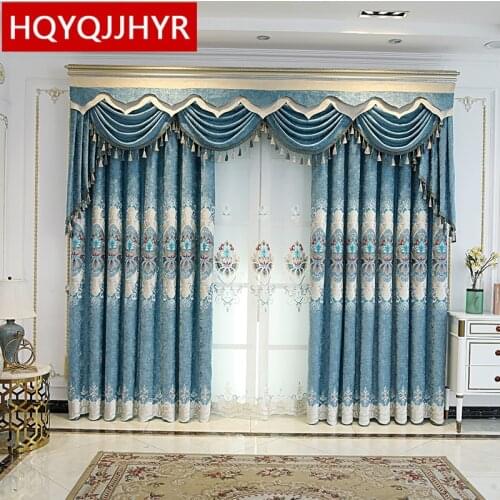 HQYQJJHYR European Luxury Villa Embroidery Window Curtain for Living Room the Bedroom Kitchen Hotel Apartment Curtains