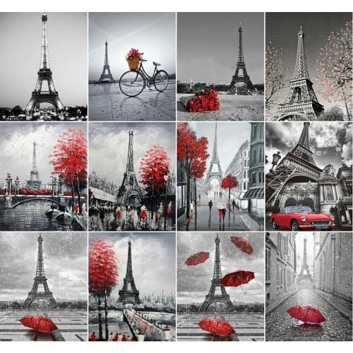 AZQSD 40x50cm Painting By Number Canvas Kits Tower Handpainted Gift DIY Adult Coloring By Numbers Landscape Decor For Home