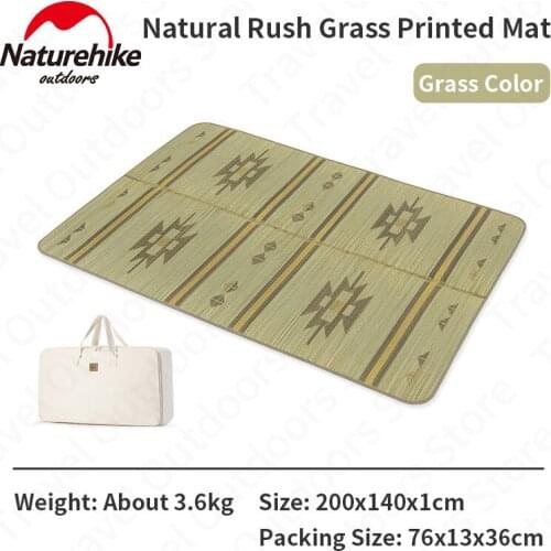 Naturehike Portable Summer Sleeping Pad 2x1.4m Large Area Rushes Straw Mat Thickened Sponge Non Slip Picnic Mat Household Mat