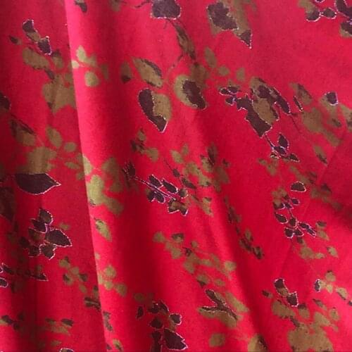 Red Chinese Style Mink Velvet Fabric Gold Silk Red Bottom Knitted Spring Autumn Winter Wool Jacquard Dress Clothing Per Meter