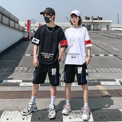 Summer Mens Sports Suit Fashion Japanese Printed Short Sleeve T-Shirt Top + Casual Jogging Shorts Mens Clothing Tracksuit Men