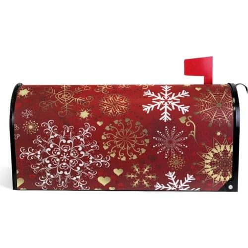 Merry Christmas Mailbox Covers Magnetic Snowflake Customized Mailbox Wraps Post Letter Box Cover Garden Decor US Standard size