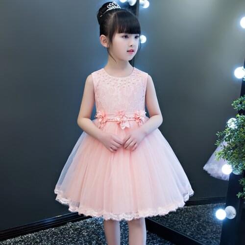 Fashion Beading White Pink Flower Girl Dresses Halloween Ball Gown Kids Flowers Flowers Holy Communion Dresses Vestidos for Girl