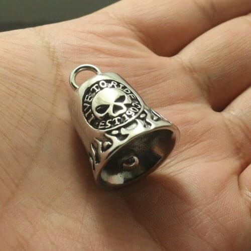 Men Boy 316L Stainlesss Steel Cool Two-sided Ghost Rider Flaming Ride To Live, Live To Ride Seketon Pendant