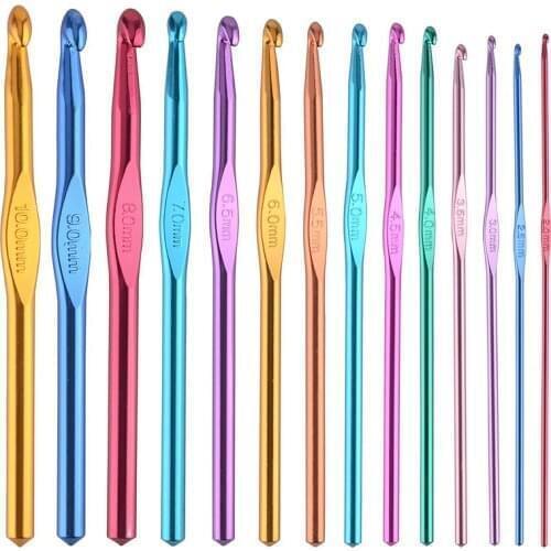 Knitting Hook Set Aluminum Crochet Hooks Multicolor Mixed 2-10mm Knitting Needles DIY Craft Weaving Tools Sewing Accessories