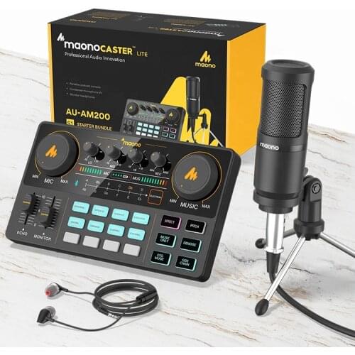 MAONOCASTER Desktop Recording Microfono With Tripod Stand Audio Mixer Sound Card and Monitor Headphone for Singing