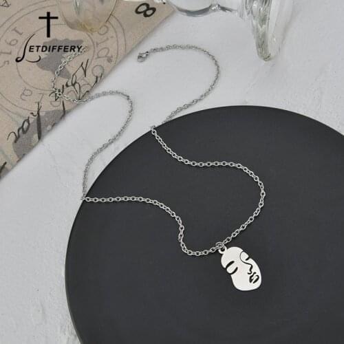 Letdiffery New Face Pendant Necklace for Women Men Stainless Steel Never Fade Hippop Choker Party Jewelry Gifts Dropshipping