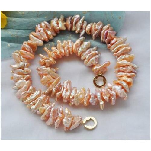 New arriver pearl jewellery,17inches Dens Pink Biwa Freshwater Pearl Necklace,Perfect Birthday Party Women Gift Jewellery