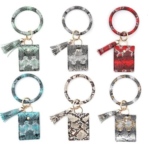 New bracelet key fob PU reith leather stone patterned crocodile pattern zero wallet bracelet pendant
