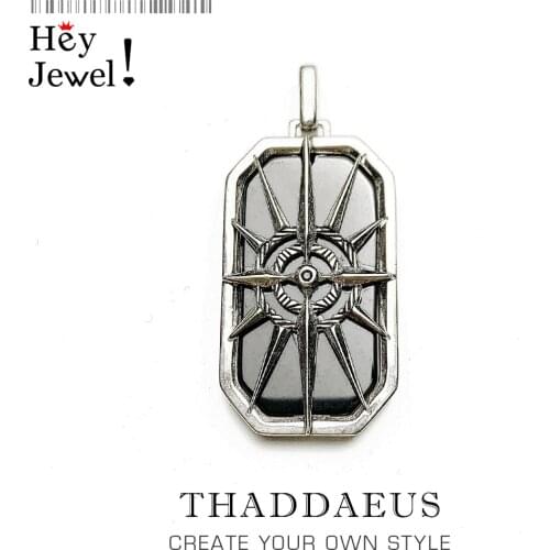 Pendant Compass Star Black,2020 Winter New Fine Jewelry Europe Style Bijoux 925 Sterling Silver Dog Tag Gift For Woman Men