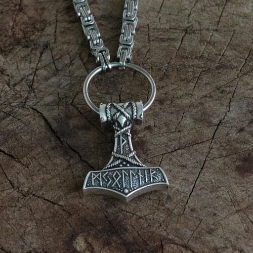 Thors Hammer pendant with Nordic letter viking men necklace Huge Thor Mjolnir Amulet Scandinavian Triquetra jewelry