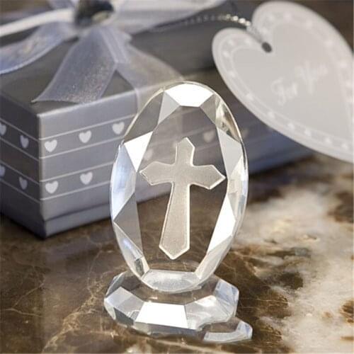 Crystal Cross Ornaments Christian Wedding Gifts Baby Full Moon Gifts Natural Stone Home Decoration Holiday Decorations