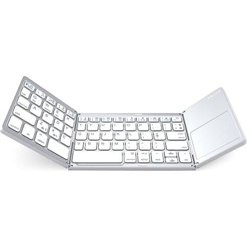 Foldable Bluetooth Keyboard Portable Wireless Keyboard with Touchpad USB Rechargable BT Wireless Keyboard for Android, Windows