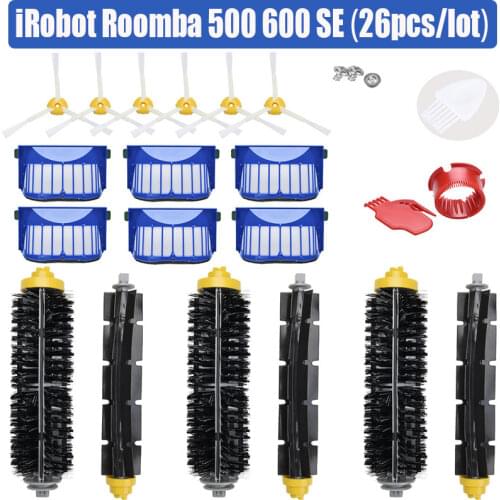 Replacement Accessories Kit for iRobot Roomba Vacuum Cleaner main brush filter 600 Series 690 680 660 651 650 & 500 Series