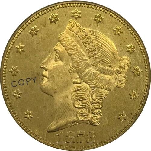 United States 1873 CC 20 Twenty Dollars Liberty Head Double Eagle with motto Gold coin Brass Collectibles Copy Coin
