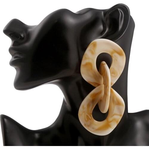 Unique Chain Link Ring Acrylic Pendant Stud Earrings Women Party Jewelry Gift