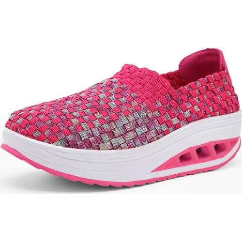 2020 Women Vulcanized Female Weave Shoes Woman Non Slip Casual Footwear Ladies Breathable Wedge Platform Shoes Girls Tenis Femme