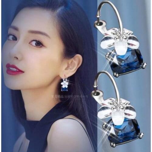 New Arrival Fashion Pink Blue Crystal Earrings For Women Girls Vintage Drop Earrings Statement Wedding Jewelry Wholesale