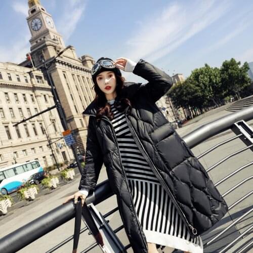 Ladies lightweight down jacket women winter loose over the knee casual wind and cold white duck down jacket ladies jacket