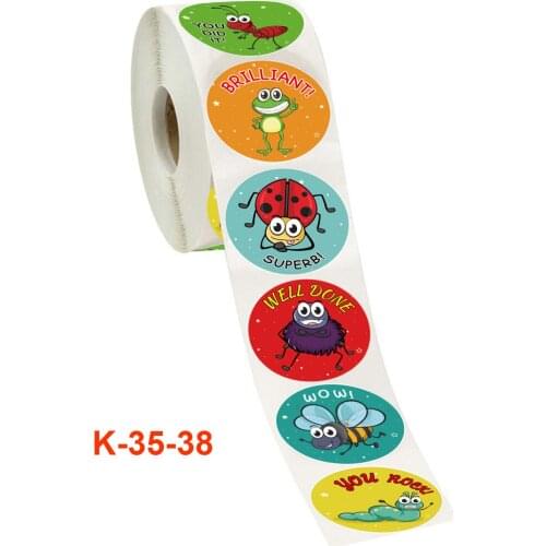 1.5inch Animals Reward Stickers for Kids 500pcs/roll Encourage Seals Labels Scrapbooks Sticker for School Teacher Supplies