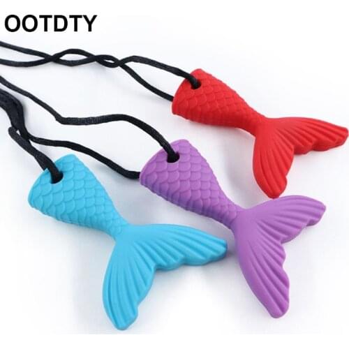 1PC Kids Boys Girls Chew Necklace Autistic Baby BPA Free Silicone Teether Autism Sensory Chewy Toys