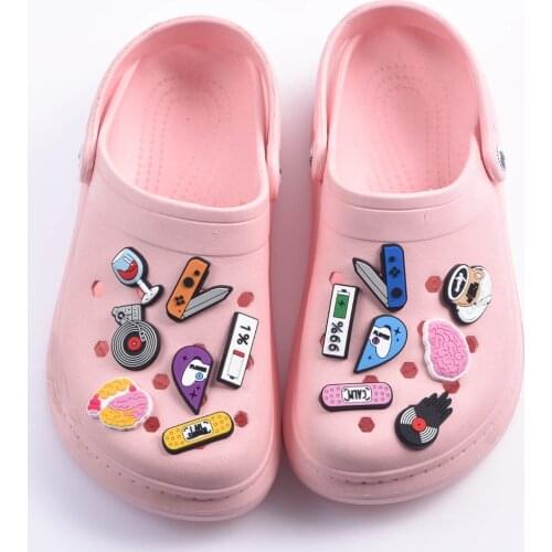 1 Pcs Music Croc Shoes Charms Camera Ticket Coffee Shoe Charm Accessories Cartoon Clog Shoes Musical Record Decoration Power Off