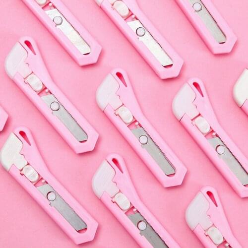 1 Pcs Pink Mini Portable Utility Knife Art Cutter Stationery Express Delivery Box Opener Letter Opener Office Paper Knife Tools