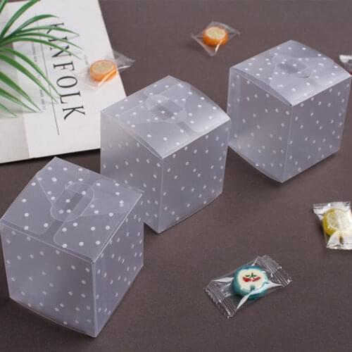 10pcs PVC Candy Packaging Box Square Transparent Cake Box dot DIY Plastic Packaging Box Wedding Party Decorations