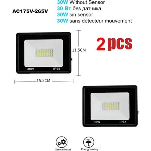 2 pcs 220V 10-100W LED FloodLight Spotlight Exterior Street wall reflector Light Garden Lamp LED Lights Body Induction Motion Se