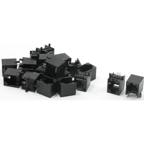20pcs RJ11 6P4C Computer Internet Network PCB Jack Socket Black