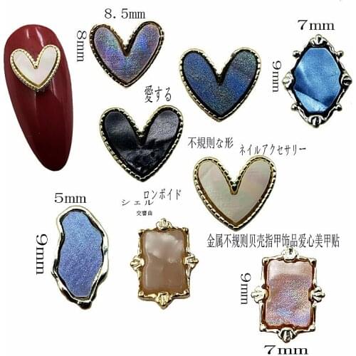 20pcs/pack Korea 3D Nail Art Accessories Alloy Glitter Heart Nail Parts Charm Jewelry Nail Decorations DIY Nail Tips Supplies