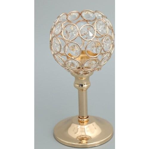 4Pcs Mosaic Crystal Candle Holder Tea Light Stand Candlestick Golden- S