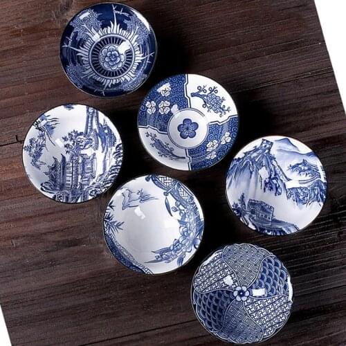 6 pcs/set Jingdezhen Ceramic teacup Blue and white porcelain Tea bowl Hand-painted Cone Teacup Chinese Tea set Accessories