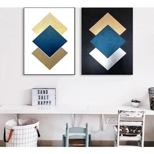 Abstract Blue Geometric Shape Art Vintage Print Poster Minimalist Hipster Wall Art Picture Nordic Home Decor Painting