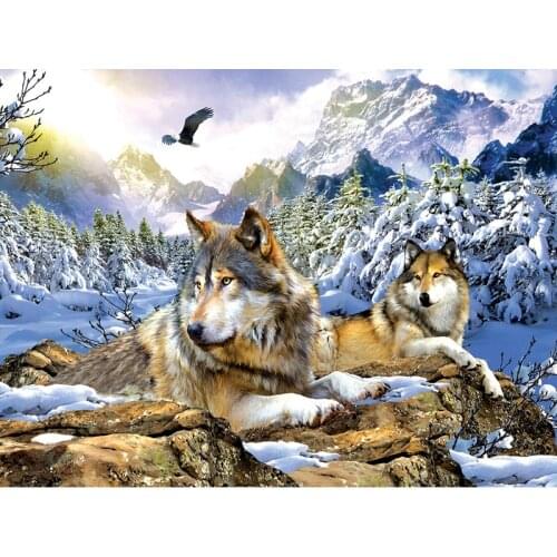 5D DIY Diamond Painting Embroidery Snow Wolf Needlework Gift Full Diamond Mosaic Cross stitch Home Decor KBL
