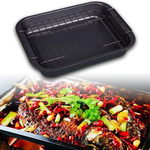 Non Stick Grilled Fish Pan Baking Tray Cake Cheese Cookie Bread Plate with Rack Bakeware Tool