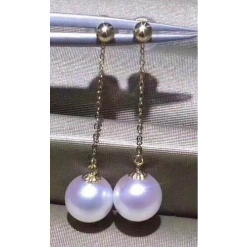 Free shipping charming gorgeous 7-8mm south sea white pearl earring 18k