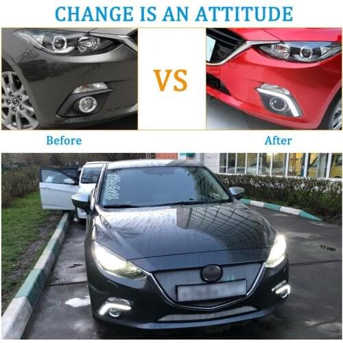 1 Pair DRL For Mazda 3 Mazda3 Axela 2014 2016 Daytime Running Lights LED fog lamp Super Bright White with Dimmed Function