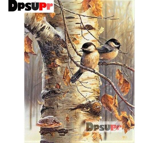 Dpsupr New %100 Full Square/Round DIY Diamond Embroidery Bird on the tree 5D Diamond Painting Rhinestone Mosaic Home Decor