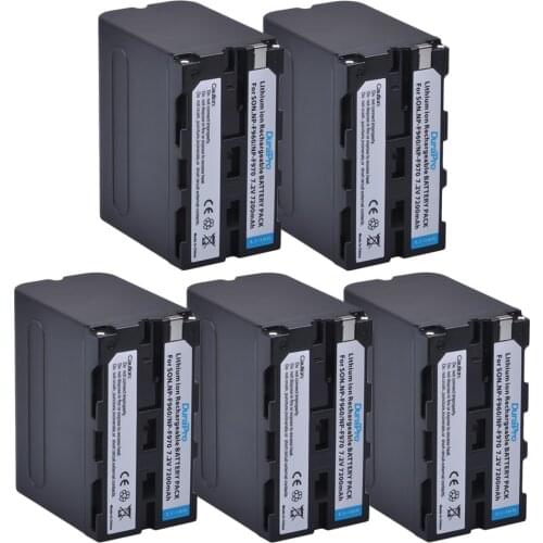 5pc 7200mAh NP-F960 NP-F970 NP F960 F970 Rechargeable Battery for SONY F950 F330 F550 F570 F750 F770 MC1500C 190P 198P 1000C