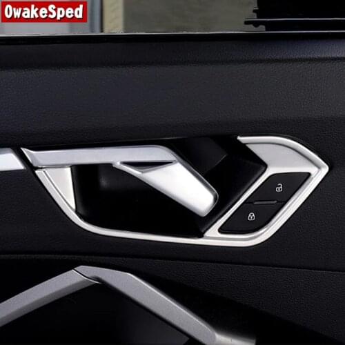 For Audi Q3 2019 Stainless Steel Doorknob Interior Accessories Car Styling Inner Door Handle Decorative Frame Stickers