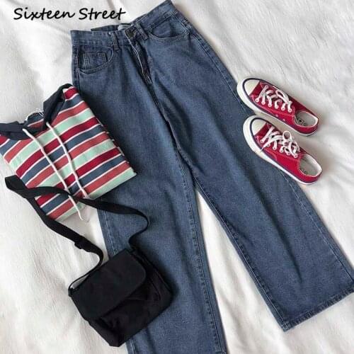 Boyfriend Jeans for Women Girls Casual Wide Leg Denim Trousers High Waisted Y2k Pants Aesthetic Korean Clothes Lady Fashion 2021